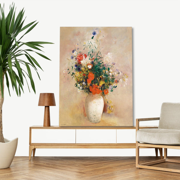 Quadro Stampa su Tela con Telaio in Legno Odilon Redon - Vase of Flowers