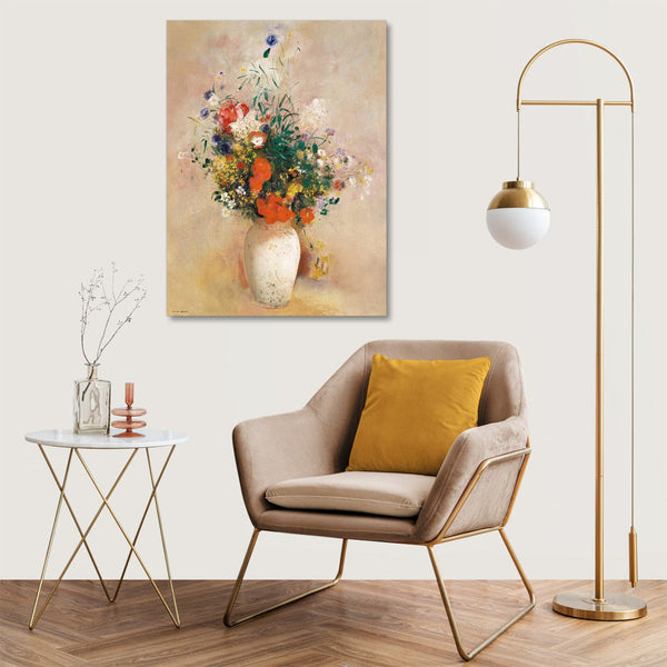 Quadro Stampa su Tela con Telaio in Legno Odilon Redon - Vase of Flowers