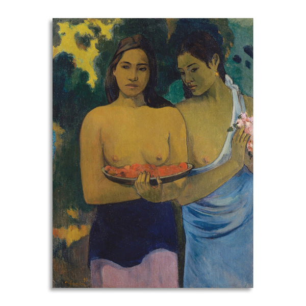 Quadro Stampa su Tela con Telaio in Legno Paul Gauguin - Two Tahitian Women