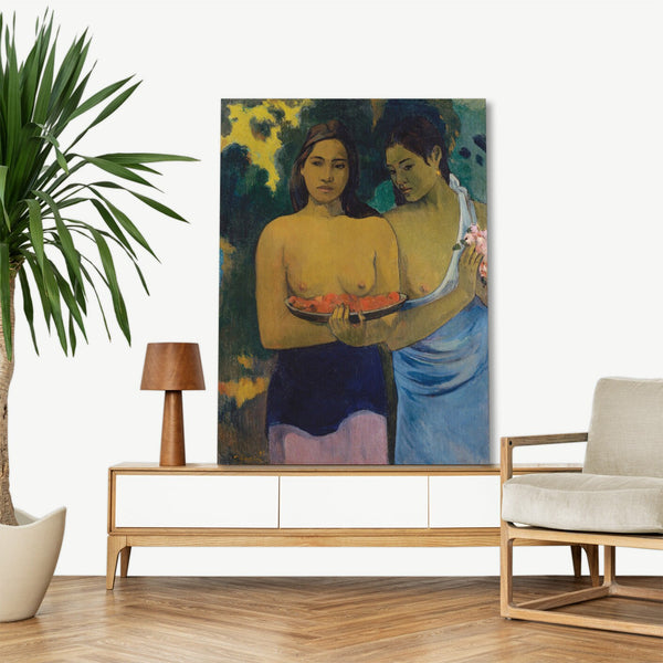 Quadro Stampa su Tela con Telaio in Legno Paul Gauguin - Two Tahitian Women