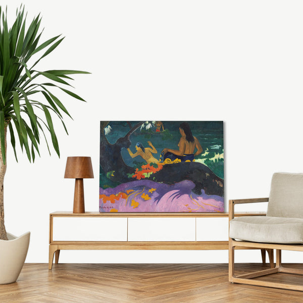 Quadro Stampa su Tela con Telaio in Legno Paul Gauguin - Fatata te Miti