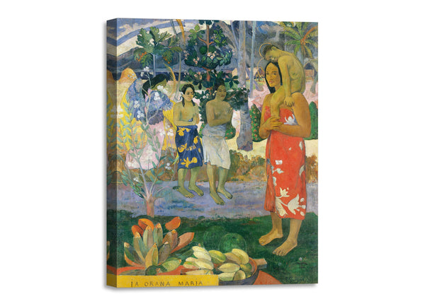 Quadro Stampa su Tela con Telaio in Legno Paul Gauguin - Ia Orana Maria