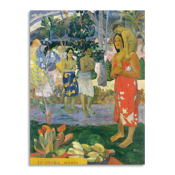 Quadro Stampa su Tela con Telaio in Legno Paul Gauguin - Ia Orana Maria