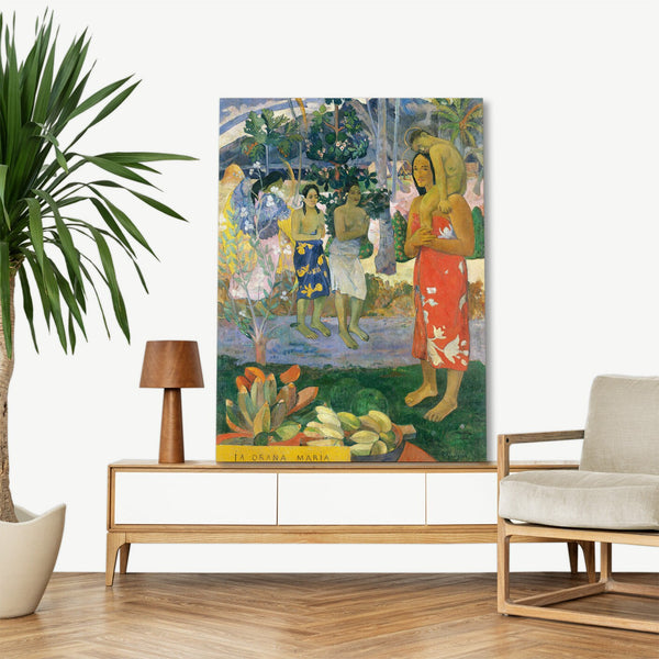 Quadro Stampa su Tela con Telaio in Legno Paul Gauguin - Ia Orana Maria