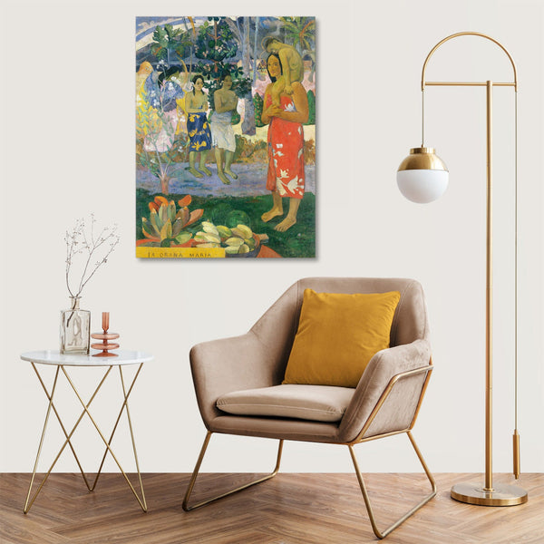 Quadro Stampa su Tela con Telaio in Legno Paul Gauguin - Ia Orana Maria