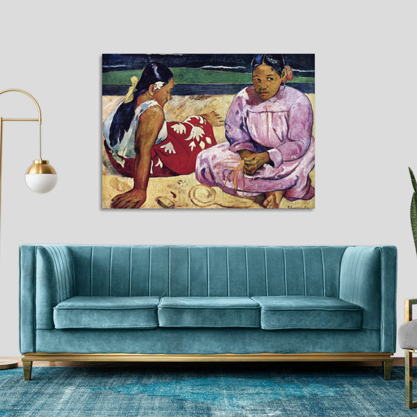 Quadro Stampa su Tela con Telaio in Legno Paul Gauguin - Tahitian Women on the Beach