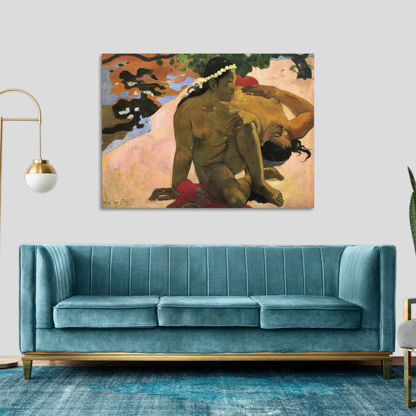 Quadro Stampa su Tela con Telaio in Legno Paul Gauguin - What! Are You Jealous?