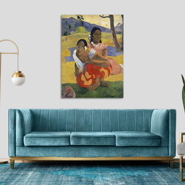 Quadro Stampa su Tela con Telaio in Legno Paul Gauguin - When Will You Marry?