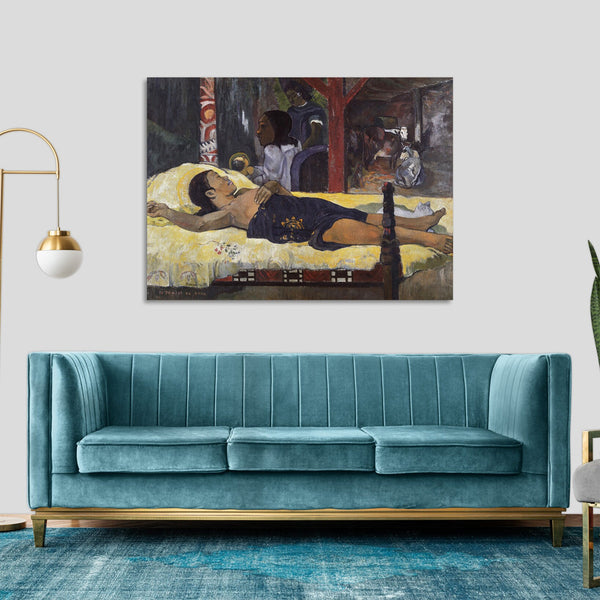 Quadro Stampa su Tela con Telaio in Legno Paul Gauguin - The Birth of Christ