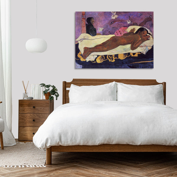 Quadro Stampa su Tela con Telaio in Legno Paul Gauguin - Spirit of the Dead Watching