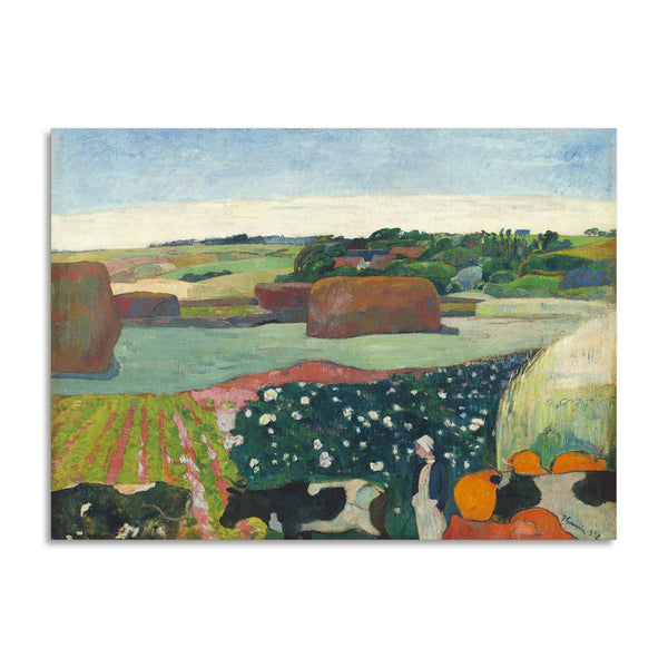 Quadro Stampa su Tela con Telaio in Legno Paul Gauguin - Haystacks in Brittany