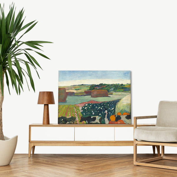 Quadro Stampa su Tela con Telaio in Legno Paul Gauguin - Haystacks in Brittany