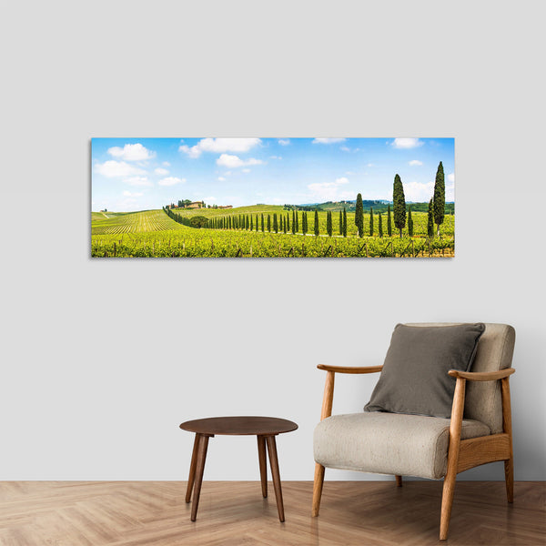 Quadro Stampa su Tela con Telaio in Legno paesaggio alberi