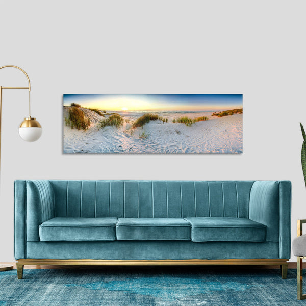 Quadro Stampa su Tela con Telaio in Legno paesaggio spiaggia mare tramonto