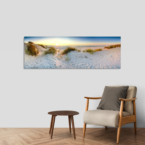 Quadro Stampa su Tela con Telaio in Legno paesaggio spiaggia mare tramonto