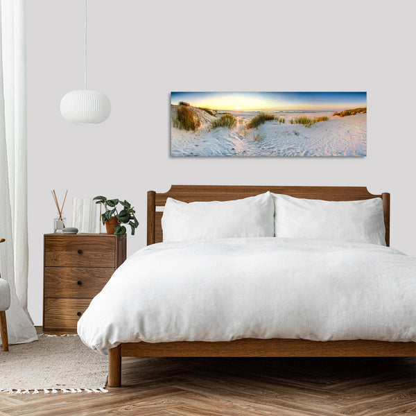Quadro Stampa su Tela con Telaio in Legno paesaggio spiaggia mare tramonto