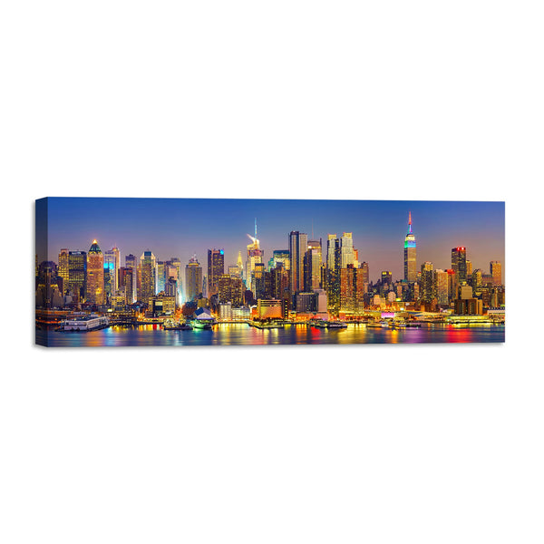 Quadro Stampa su Tela con Telaio in Legno paesaggio new york