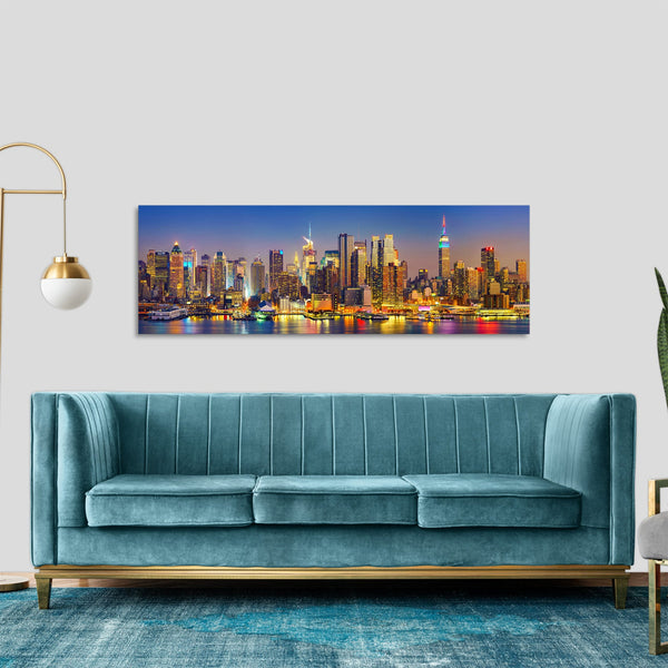Quadro Stampa su Tela con Telaio in Legno paesaggio new york