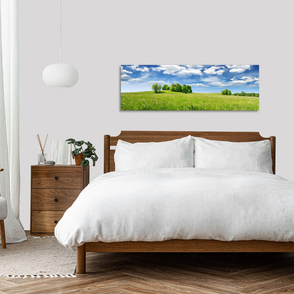 Quadro Stampa su Tela con Telaio in Legno paesaggio alberi