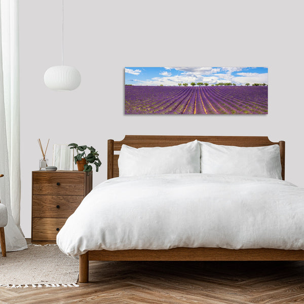 Quadro Stampa su Tela con Telaio in Legno paesaggio provenza campo di lavanda