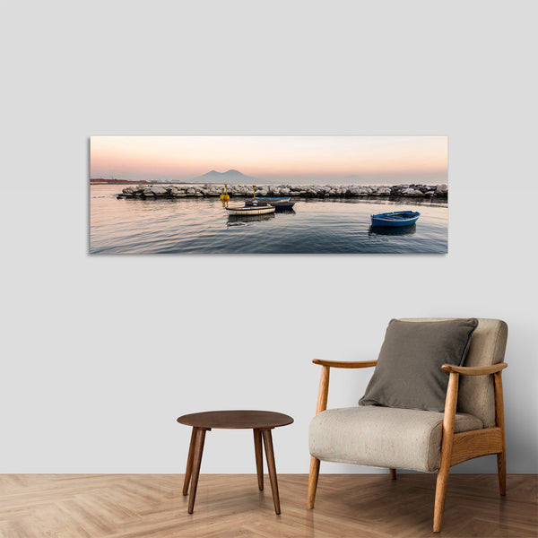 Quadro Stampa su Tela con Telaio in Legno paesaggio napoli vesuvio