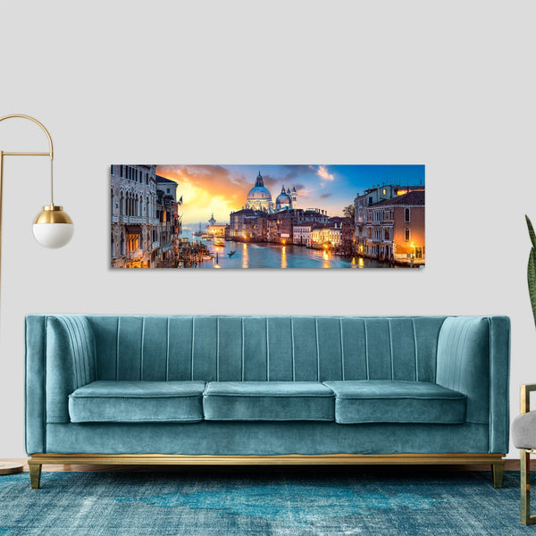 Quadro Stampa su Tela con Telaio in Legno paesaggio venezia tramonto