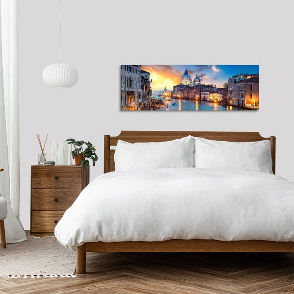 Quadro Stampa su Tela con Telaio in Legno paesaggio venezia tramonto