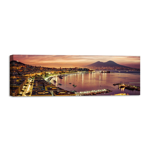 Quadro Stampa su Tela con Telaio in Legno paesaggio napoli vesuvio