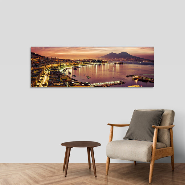 Quadro Stampa su Tela con Telaio in Legno paesaggio napoli vesuvio