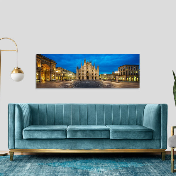 Quadro Stampa su Tela con Telaio in Legno paesaggio milano duomo