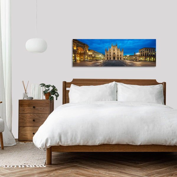 Quadro Stampa su Tela con Telaio in Legno paesaggio milano duomo