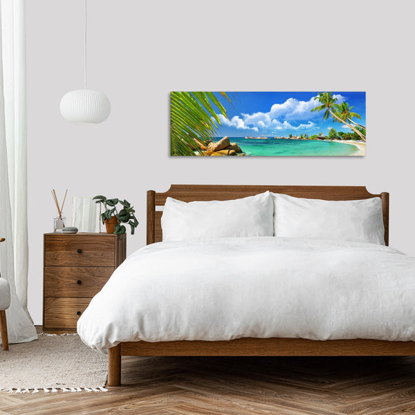 Quadro Stampa su Tela con Telaio in Legno paesaggio isola tropicale