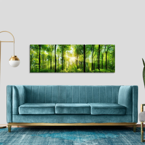 Quadro Stampa su Tela con Telaio in Legno paesaggio alberi