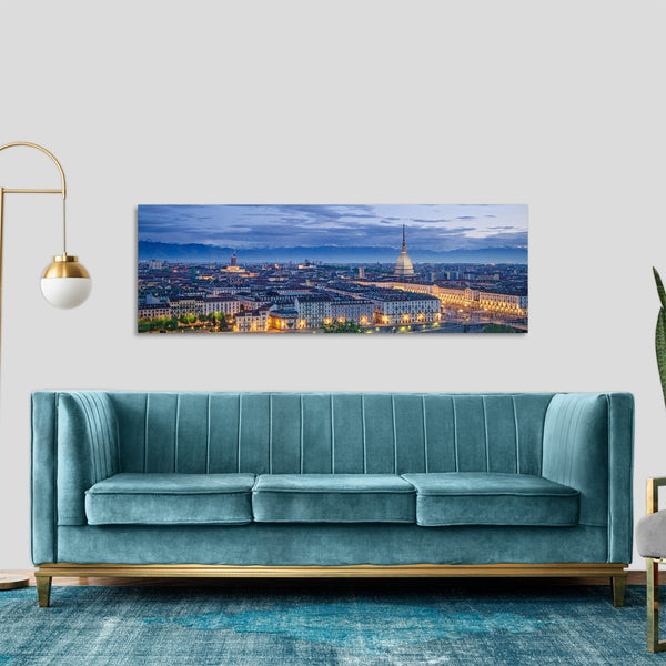Quadro Stampa su Tela con Telaio in Legno paesaggio torino