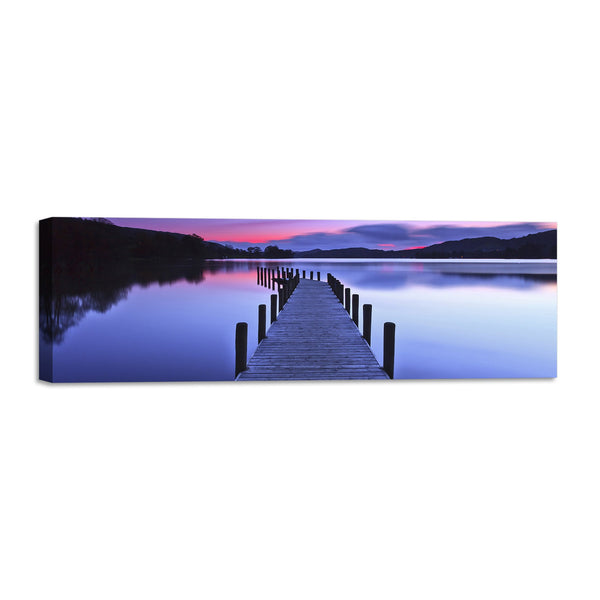Quadro Stampa su Tela con Telaio in Legno paesaggio tramonto