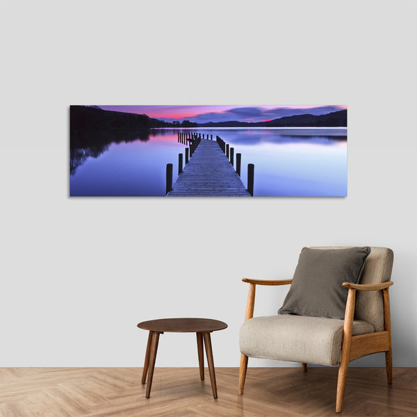 Quadro Stampa su Tela con Telaio in Legno paesaggio tramonto