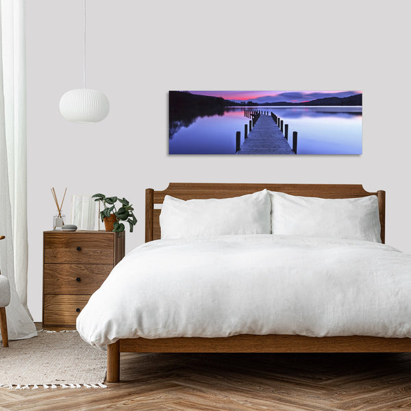 Quadro Stampa su Tela con Telaio in Legno paesaggio tramonto