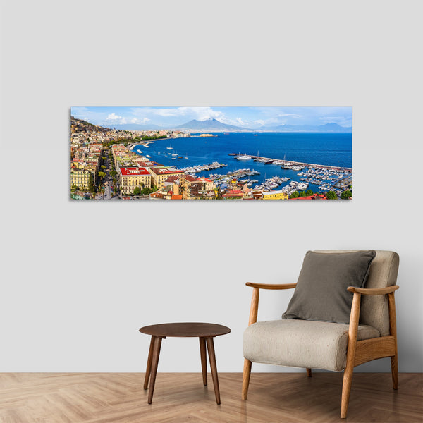 Quadro Stampa su Tela con Telaio in Legno paesaggio napoli vesuvio
