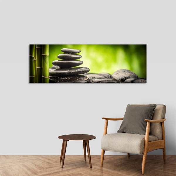 Quadro Stampa su Tela con Telaio in Legno fiori zen