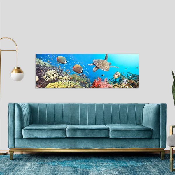 Quadro Stampa su Tela con Telaio in Legno acquario pesci tropicali
