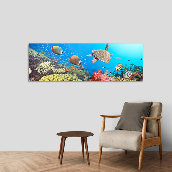 Quadro Stampa su Tela con Telaio in Legno acquario pesci tropicali