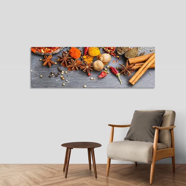 Quadro Stampa su Tela con Telaio in Legno cucina spezie