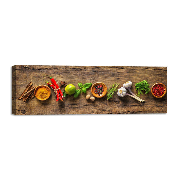 Quadro Stampa su Tela con Telaio in Legno cucina spezie