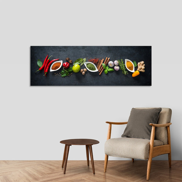 Quadro Stampa su Tela con Telaio in Legno cucina spezie