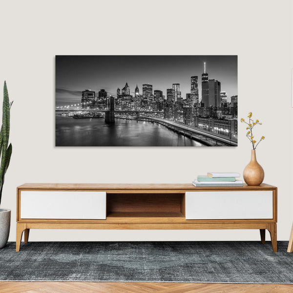 Quadro Stampa su Tela con Telaio in Legno paesaggio new york