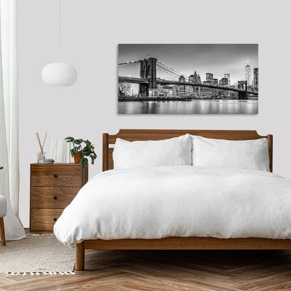 Quadro Stampa su Tela con Telaio in Legno paesaggio new york