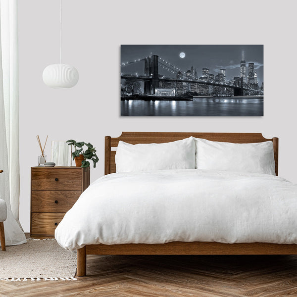 Quadro Stampa su Tela con Telaio in Legno paesaggio new york