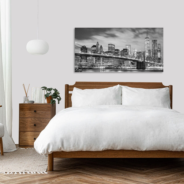 Quadro Stampa su Tela con Telaio in Legno paesaggio new york