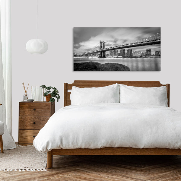 Quadro Stampa su Tela con Telaio in Legno paesaggio new york