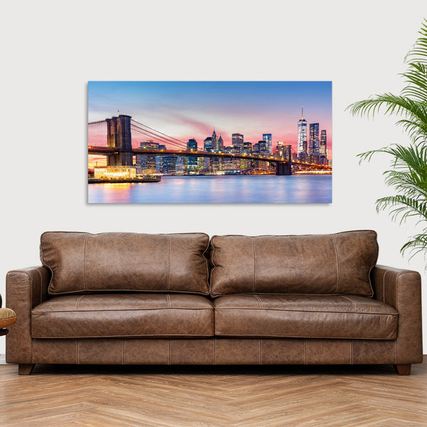 Quadro Stampa su Tela con Telaio in Legno paesaggio new york